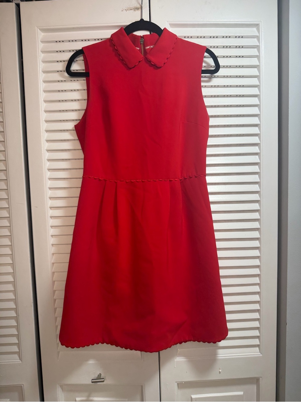Ted Baker London Red Sleeveless Scalloped Collar A-Line Dress